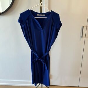 Royal blue tie waist dress